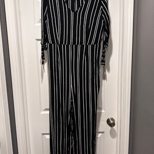 Black and White Striped Jumpsuit